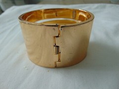 vintage 1970s Lanvin Paris signed gold wide clamp bracelet