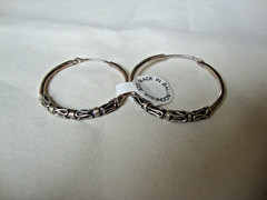 VTG 1970s STERLING SILVER 925 BALI INDONESIAN TWISTED WIRE WORK HOOP EARRINGS