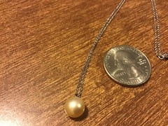 VTG 14K GOLD White 1 Dwt MAJORICA PEARL PENDANT CHAIN NECKLACE