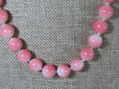 Vintage Graduated Necklace Knotted Pink Stone 26″ Gorgeous C8940