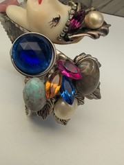 VTG Selro Selini Style Face Mask Bypass Cuff Bracelet Multi Stone Rhinestone