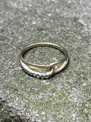 Solid 10k Gold Ring w/ White Topaz stamped antique vintage size 7
