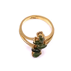 VTG 1970s Jadeite Cluster Ring Gold Tone Marquise Leaf Design Size 7.5 Estate