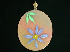 Vtg Artisan Copper Enamel Floral Pendant 70s Boho Chic Hippy Abstract by LAURA