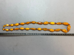 Vintage Baltic Butterscotch Amber Necklace Egg Yolk Honey Oval Beads 32.1g 60cm
