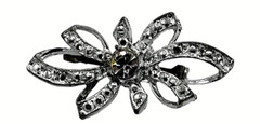 Vintage Art Nouveau Bow Brooch Pin Clear Crystal Rhinestones 1.5 Inches