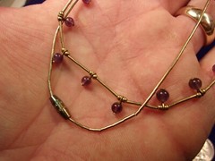 ESTATE FIND – BEAUTIFUL LADIES HANDCRAFTED GOLD FILLED? NECKLACE, AMETHYST BEADS