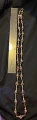 Vintage Long Cloisonné Necklace Copper Based & Wire Pewter Binding 925 Clasp