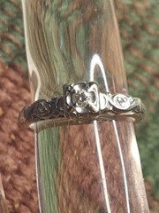 14k White Gold Designer Solitaire Diamond Ring 3 Diamond 2.3Gram Sz 5