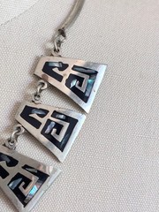 Vintage Alpaca Silver Necklace Choker Inlay Abalone Mexico Stamped 17″ Clasp