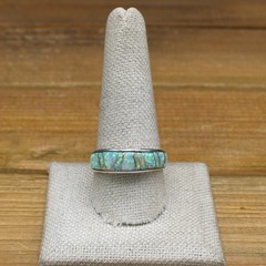 Vintage Sterling Silver Lab Created Opal Inlay Ring Size 11.25