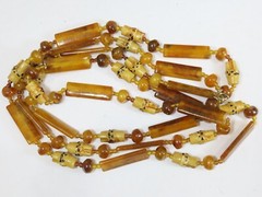 Vintage Necklace Lot Beaded Lucite + Tribal 23-26″ Yellow Butterscotch D1887
