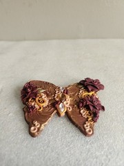 Vintage Decorative Butterfly Brooch • Copper & Maroon Color with Faux Gemstones