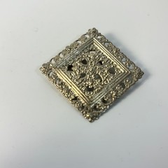 Scarf Clip Silver Tone Ornate Filigree Square Vintage 1.25in