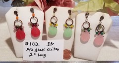 3 pair Gorgeous Lot Dangle Drop Pierced Post Earrings Made w Czech Glass Beads