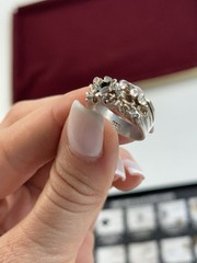 Vintage 925 Sterling Silver Smoky Quartz Cluster Ring Size 6 6.2g