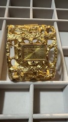 Jonathan Bailey Crown Trifari Sculpturesque Gold Brutalist Cuff Watch 1970