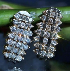 10k yellow gold earrings 1.00ct natural diamond 0.72″ pyramid dangle 4.50g N3658