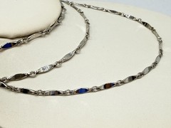 Vintage Necklace Silver Tone Dimpled Link Necklace Long 40 in chain Boho 1970s