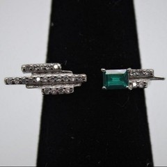 Gemstone Crystal Ring Emerald Cut Topaz Open Adjustable Cocktail Green OS NWT