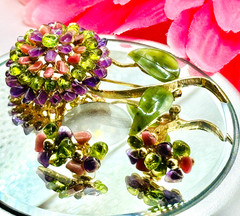 Vtg RARE 3 Pc Demi-Parure Set Designer Edward Swoboda Gemstone Brooch/Earrings