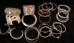Vintage silver Tone Bracelet Lot Mixed Styles And Materials