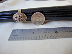 VTG PINK TOPAZ AMETHYST CITRINE W/ MARCASITE RING STERLING SILVER 925 SZ 6.5