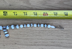 Vintage Art Deco Opaline Milk Glass Bead Beaded Necklace Choker 17″ Modern