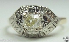 Antique Art Deco Diamond Engagement 14K Ring Size 7 UK-N1/2 EGL USA Fine