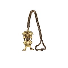Hobe Statement Pendant Necklace Mayan Inspired 20″ Gold Tone Chain Vintage