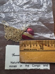 Vintage Lot Of 8 New Old Stock Red Enamel Heart Diamond Dust Necklace Gold Tone