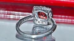 925 sterling silver ring 3.00ct garnet white sapphire halo size 7 handmade 3.5gr