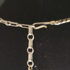 Signed Barclay Vintage Silver/Gold Tone Link Chain Necklace, Disc Stations