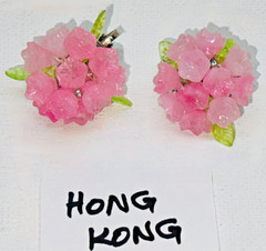 LOT-10 PAIR VINTAGE CLUSTER BEAD EARRINGS-CRYSTAL-RS-GLASS-LUCITE-CLIP & PIERCED