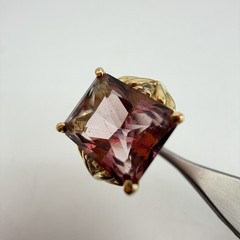 Vtg Solid 14k Yellow Gold Over 6 Carat Pink Topaz Ring Designer John C Rinker