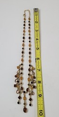Vintage Cascading Bib Statement Necklace Rhinestone Brown Goldtone Gemstone