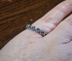 Vintage SETA Sterling Blue CZ/Topaz(?) Eternity Ring 2.9g Size 7 See Pics/Desc