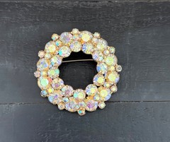THREE VINTAGE COSTUME JEWELRY BROOCHES JULIANA AUSTRIA GOLD TONE EUC