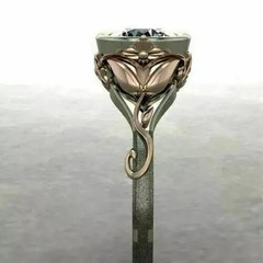 Art Deco Style Round Lab Created Diamond14k White Gold FN Pretty Engagement Ring