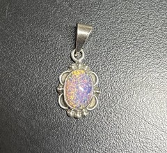 925 Mexico Faux Fire Opal Pendant