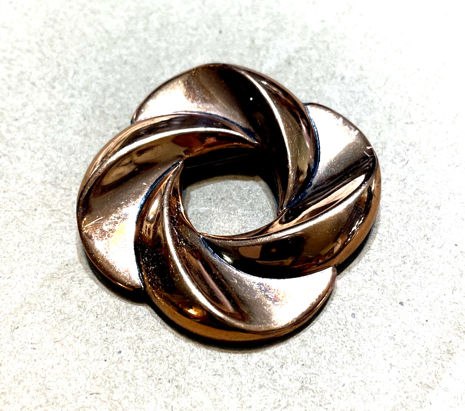 Vintage Renoir Signed Modern Art Brooch Copper
