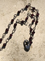 🏰 VINTAGE Garnet 925 STERLING SILVER CROSS Pattée Necklace MEDIEVAL GOTHIC 11g