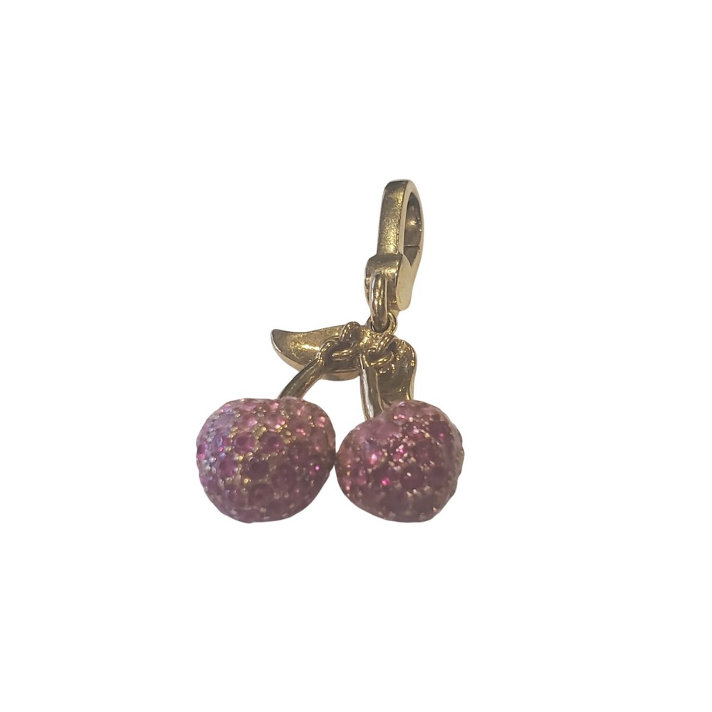 Juicy Couture Pink Cherry Charm Vintage Y2K Jewelry Pave Crystal