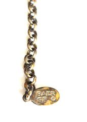 Vintage Marjorie Baer SF Sterling Silver Mixed Metal Curved Bar Pendant Necklace