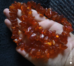 Necklace made of natural beautiful cognac amber weight 74 grams.