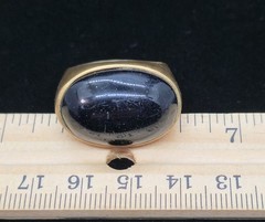 Vtg Signed Glow By Sheila Fajl Thailand Dark Blue Aventurine Ring