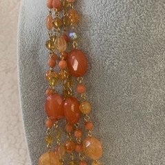 Joan Rivers Necklace Orange Amber Beads 5 Strands Various Lengths Very Good Cond