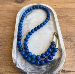 Vintage Southwestern Blue Lapis Sodalite Natural Stone Graduated Bead Necklace