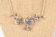 Vintage Choker Necklace and Earring Set Blue Clover Design 15.5 Inches