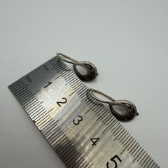 Vintage Soviet 875 Silver Niello Drop Earrings Severnaya Chern Floral Signed
